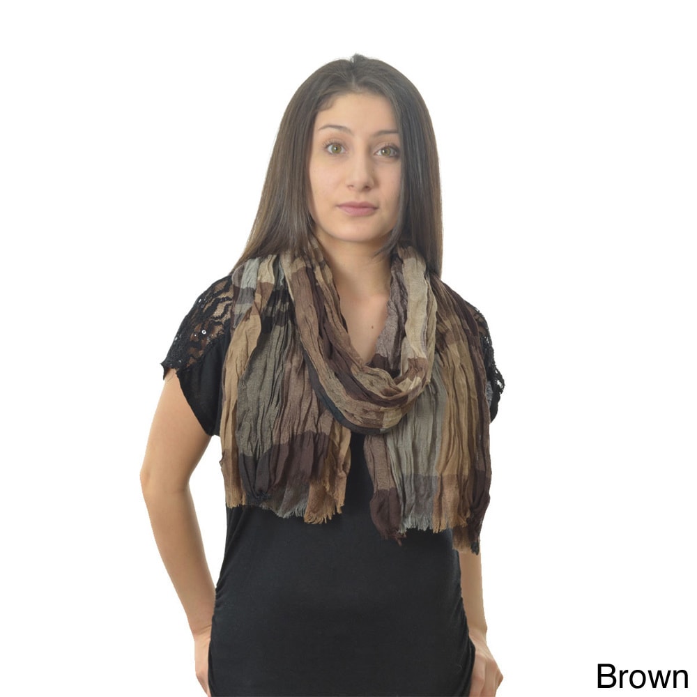 La77 La77 Striped Crinkled Shawl Brown Size One Size Fits Most