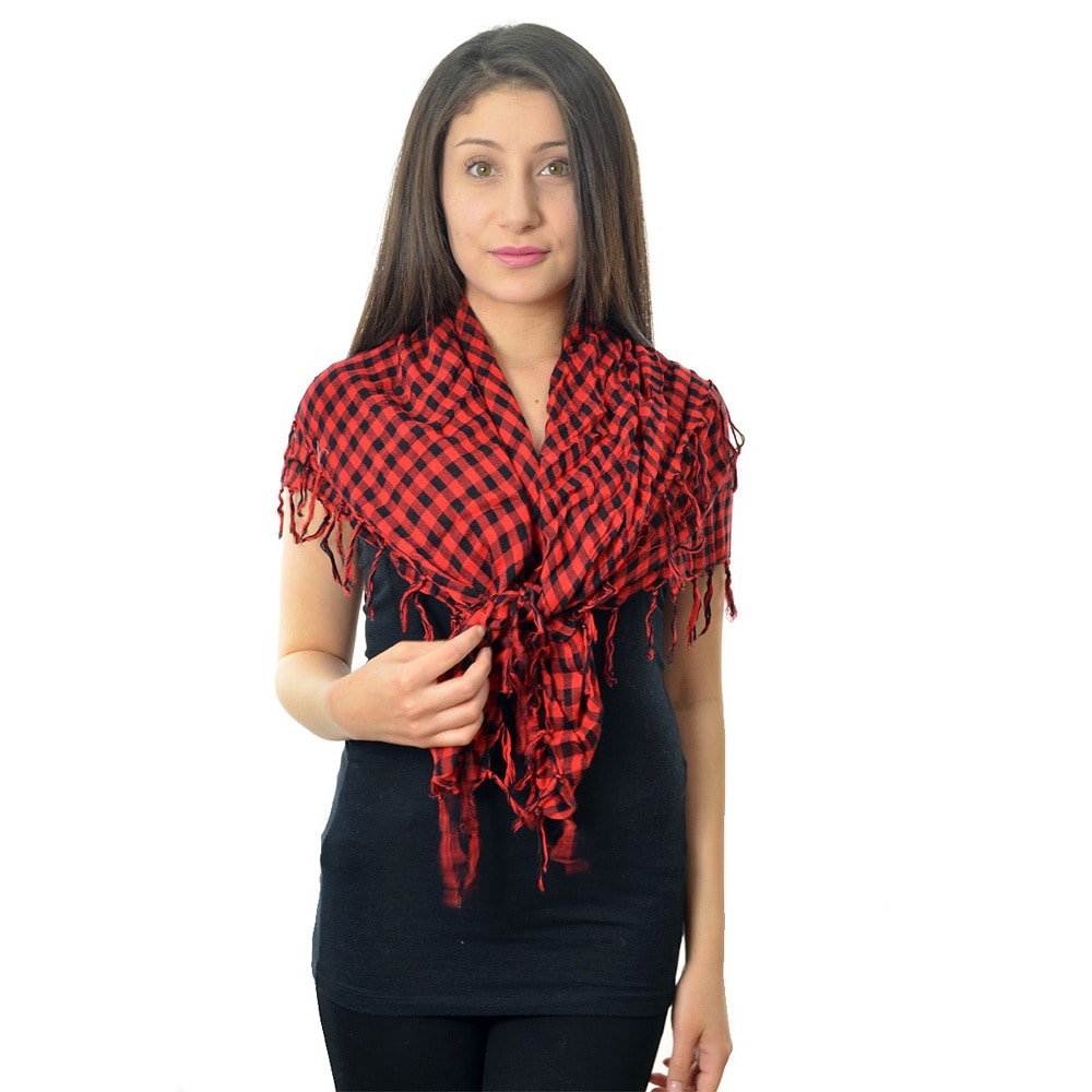 Checkered Print Square Scarf