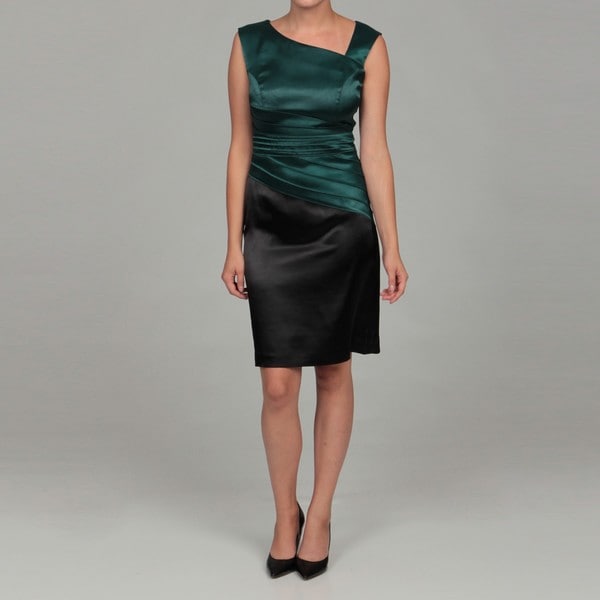 Ellen Tracy Women's Green/ Black Pleated Dress Ellen Tracy Evening & Formal Dresses