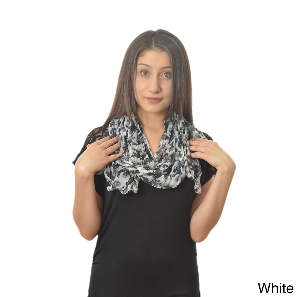 Floral Print Fringed Scarf