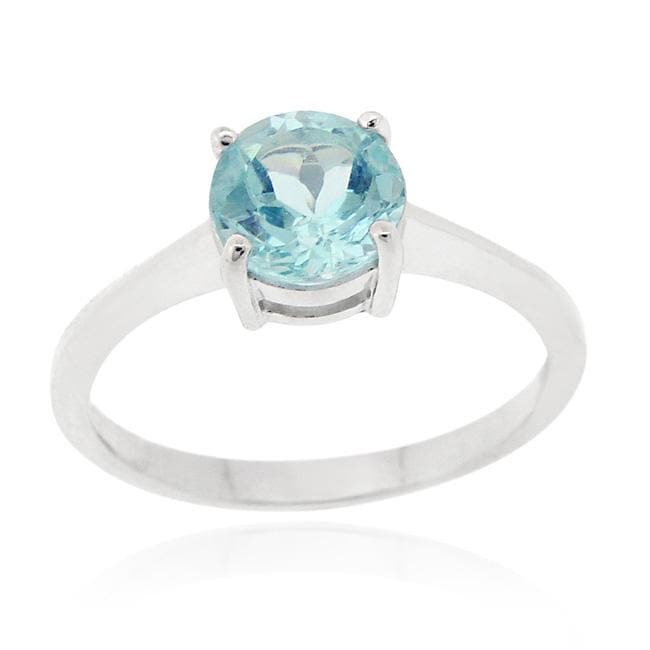 Glitzy Rocks Sterling Silver 1 5/8ct TGW Blue Topaz Solitaire Round Ring Glitzy Rocks Gemstone Rings