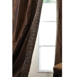 Embroidered Chocolate Polyester Silk 96 inch Curtain Panel