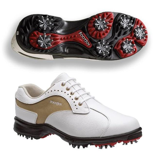 FootJoy Womens GreenJoys White/ Taupe Golf Shoes