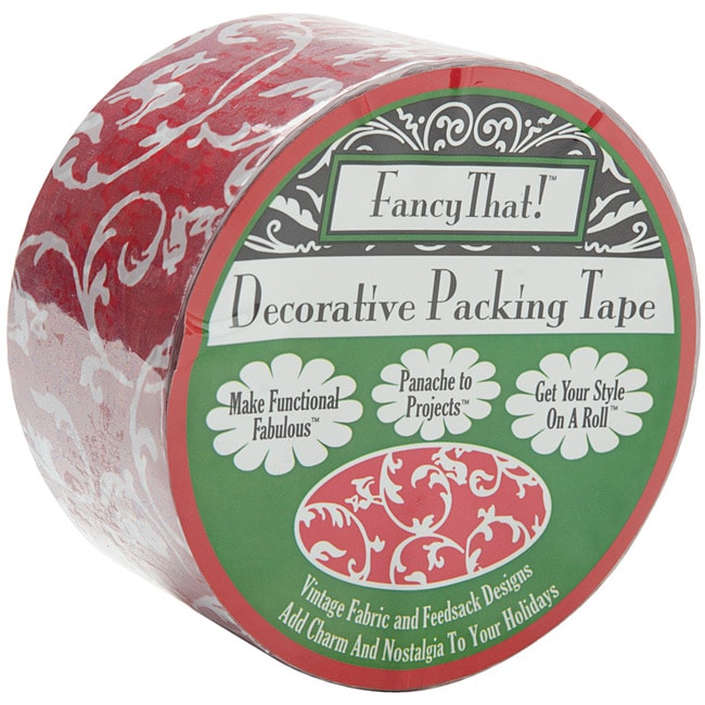 Decorative Red Scroll 1.875-inch Wide 25-yard Roll Packing Tape