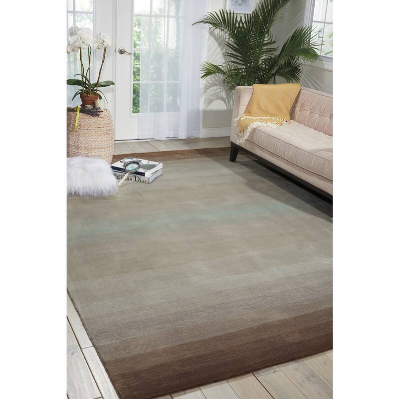 Nourison Contour Transitional Ombre Watercolor Blues, Grey and Green Hand-tufted Area Rug