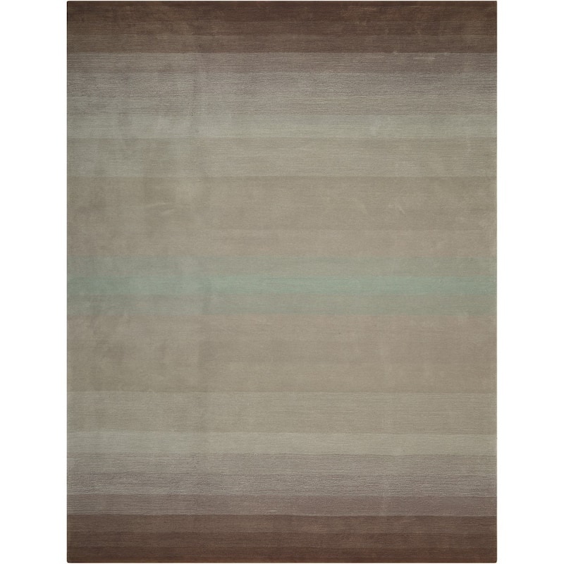 Nourison Contour Transitional Ombre Watercolor Blues, Grey and Green Hand-tufted Area Rug