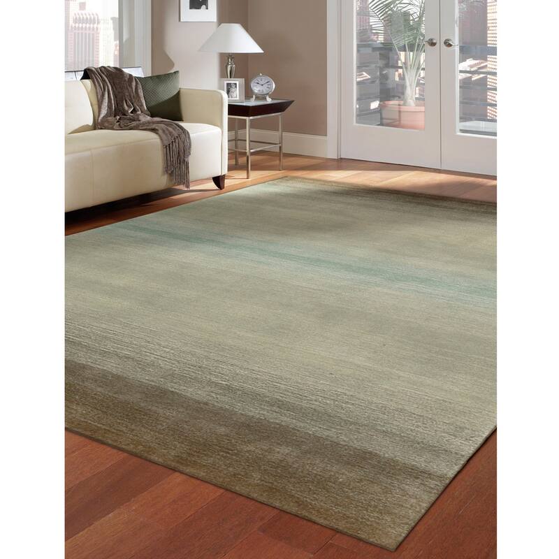 Nourison Contour Transitional Ombre Watercolor Blues, Grey and Green Hand-tufted Area Rug