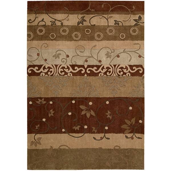Nourison Contour Classic Damask with Scrolling leaves and Geometric Shapes Hand-tufted Area Rug