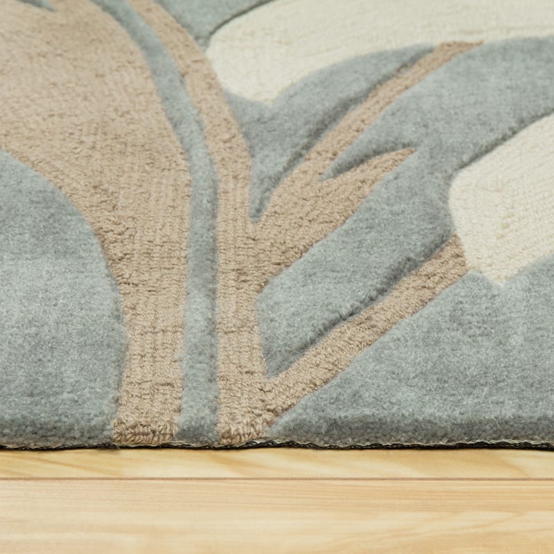 Nourison Contour Luminous Oversized Scrolling Leaves White Grey Hand-tufted Area Rug