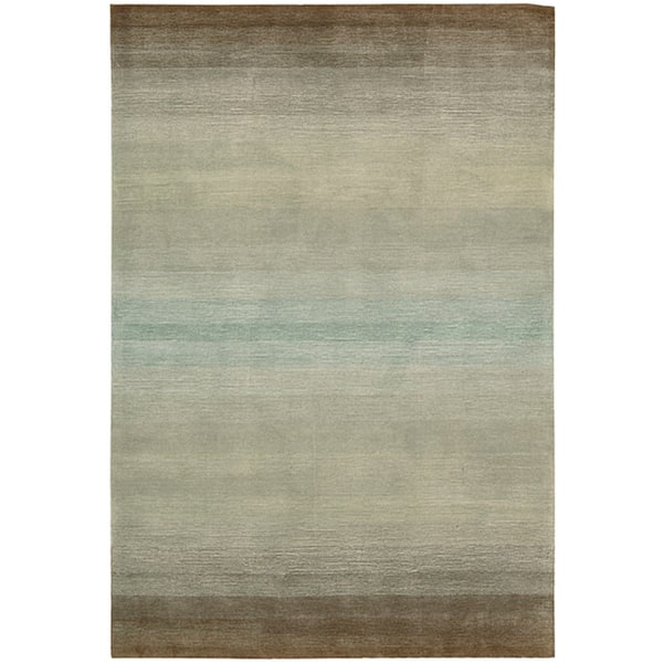 Nourison Contour Transitional Ombre Watercolor Blues, Grey and Green Hand-tufted Area Rug