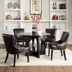 Westmont 5-piece Brown Faux Leather 42-inch Round Dining Set