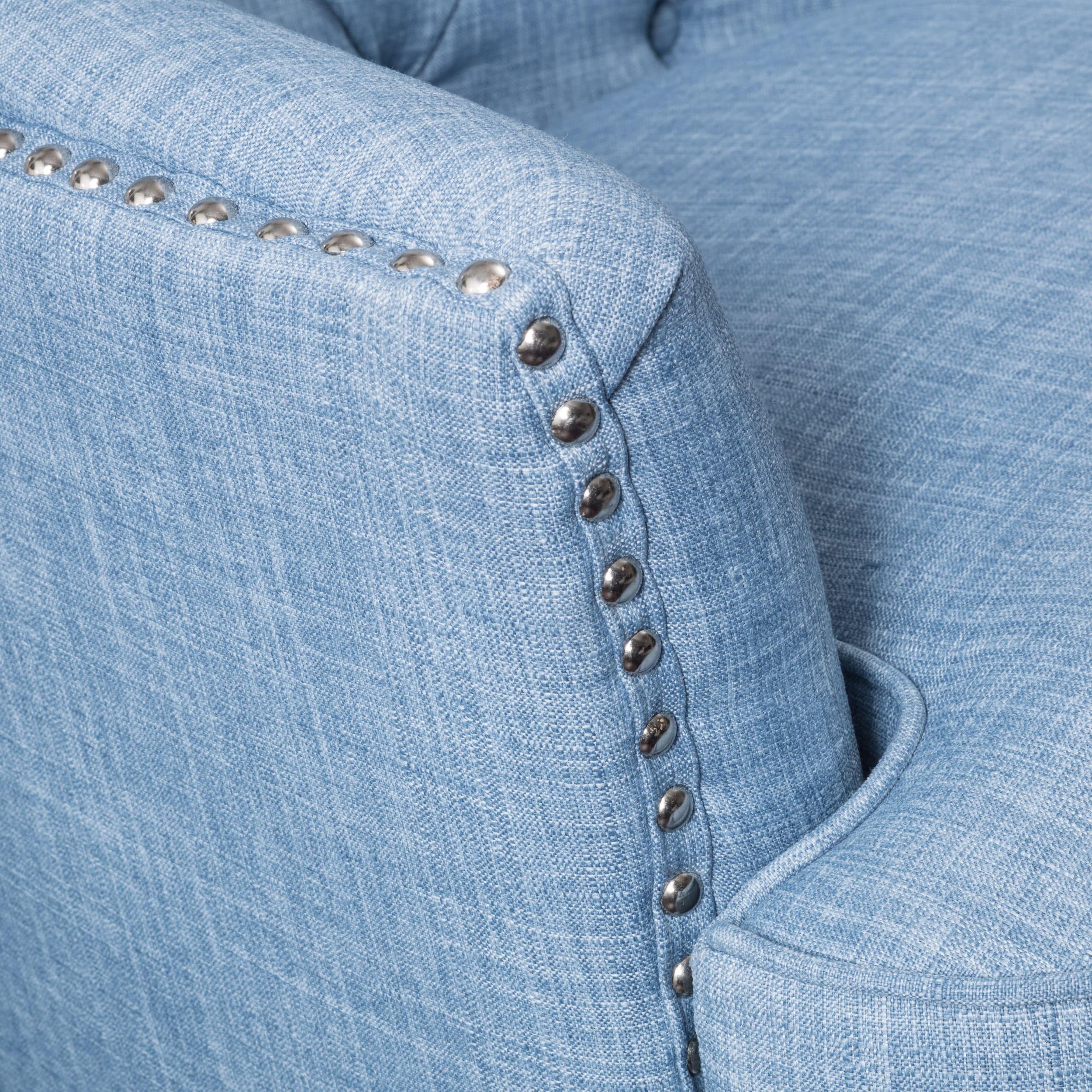 tafton dark blue fabric tufted club chair