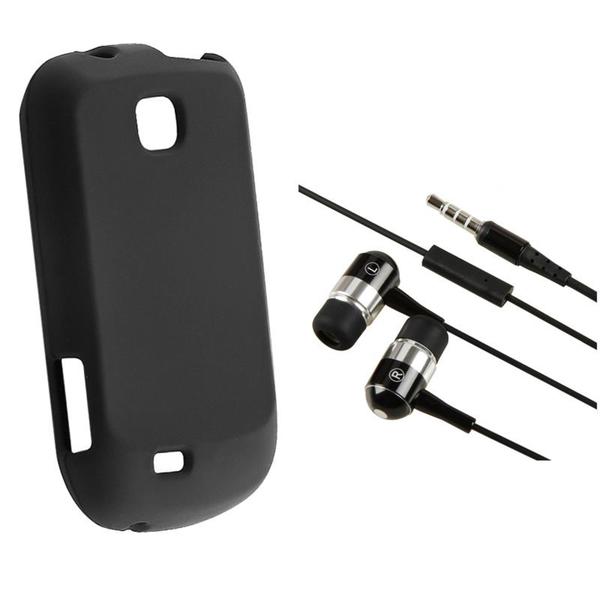 Black Silicone Skin Case/ Headset for Samsung Galaxy Mini S5570