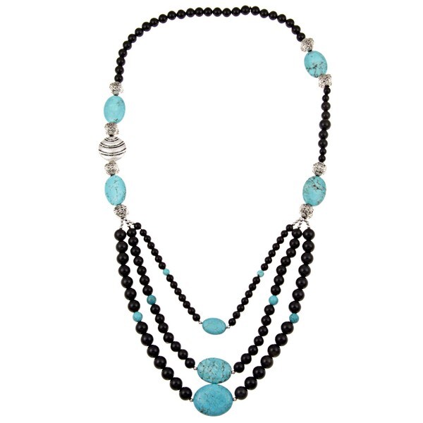 Shop Pearlz Ocean Black Onyx And Turquoise Howlite Bib Necklace Free