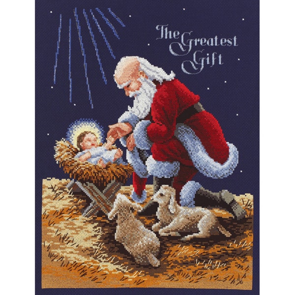 Kneeling Santa Counted Cross Stitch Kit