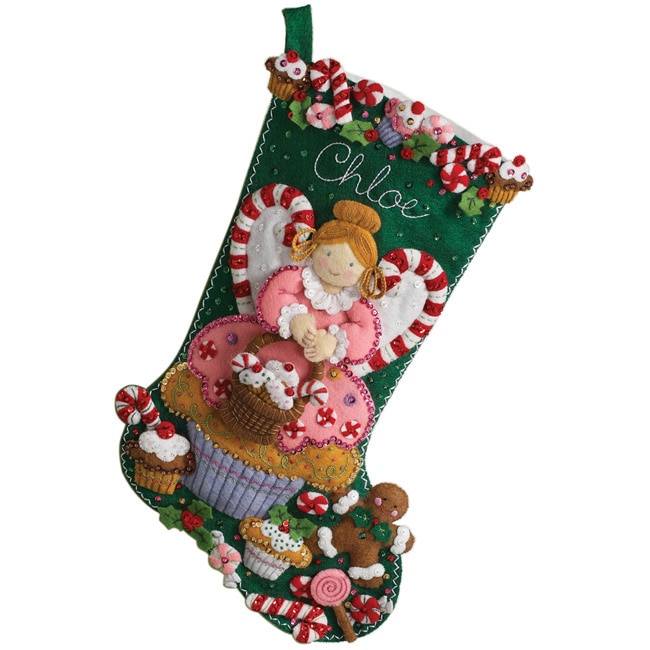 Cupcake Angel Stocking Felt Applique Kit