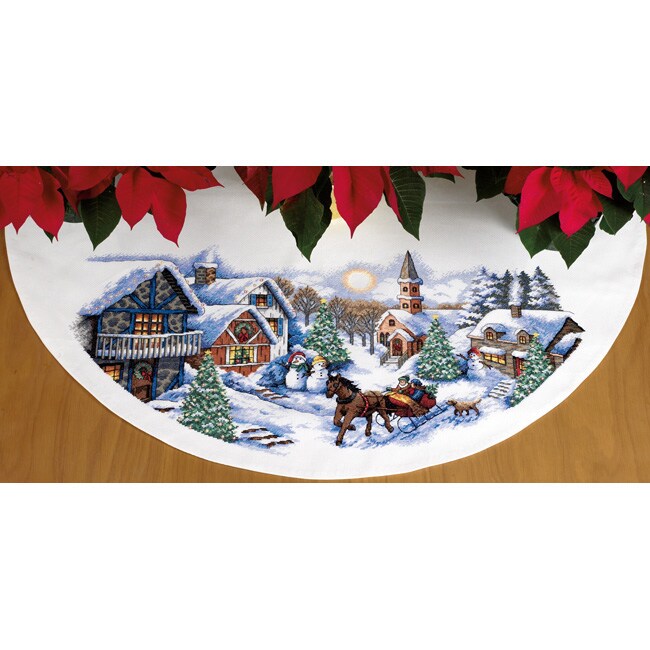 Sleigh Ride Tree Skirt Counted Cross Stitch Kit