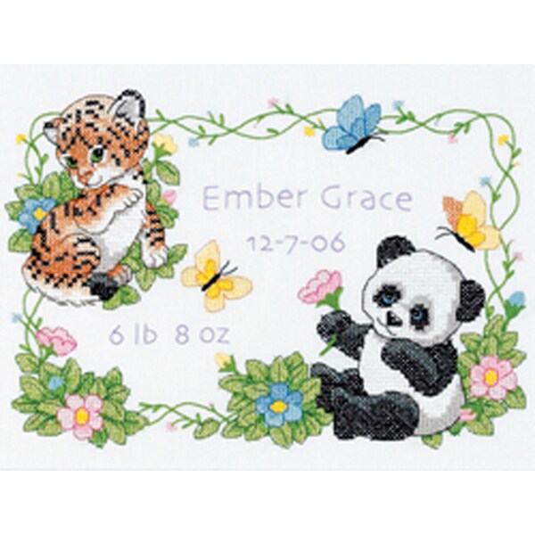 Dimensions Baby Hugs Zoo Alphabet Birth Record Counted Cross Stitch