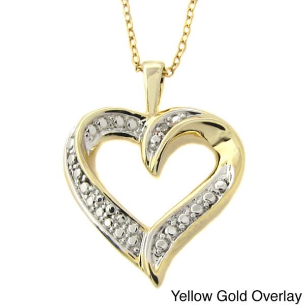 Finesque 14k Gold Overlay Diamond Accent Heart Necklace