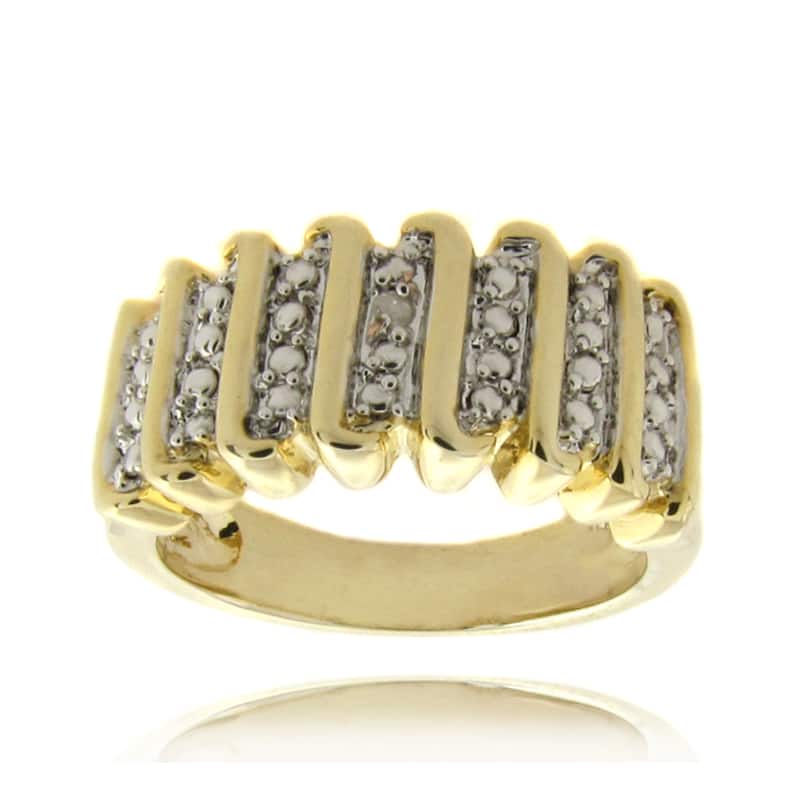 Finesque 14k Gold Overlay Diamond Accent 'S' Design Ring