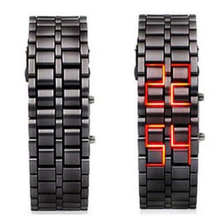 led bracelet watch silver black