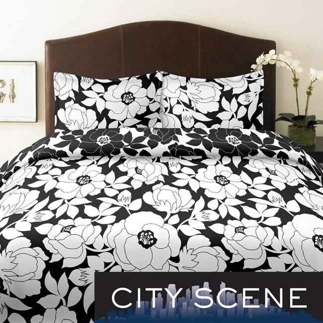 City Scene Mckenzie Floral King-size 3-piece Duvet Cover Set - Black/White