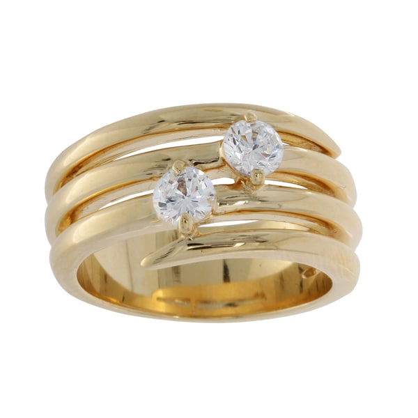NEXTE Jewelry Yellow Gold Overlay Spiraling Cubic Zirconia Ring