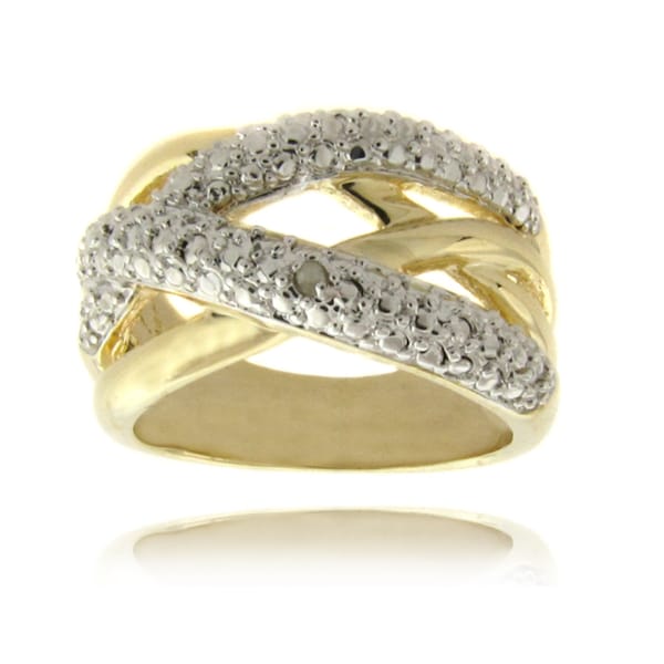 Shop Finesque 14k Gold Overlay Diamond Accent Crossover Ring - Free ...