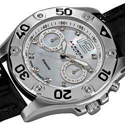 Akribos XXIV Women's Black-Strap Diamond Multifunction Watch