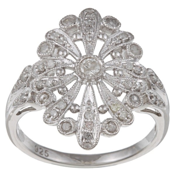 Sterling Silver 2/5ct TDW Vintage Style Diamond Ring (G-H, I1-I2 ...