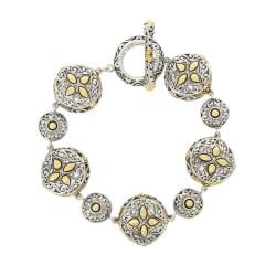 Mondevio 18-karat White-gold Overlay Filigree Round Toggle Charm Bracelet. Opens flyout.