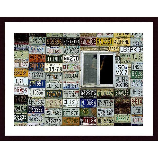 John K. Nakata 'License Plate Wall' Wood Framed Art Print