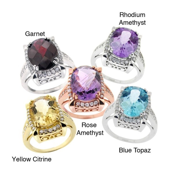 Shop Glitzy Rocks Gemstone and Cubic Zirconia Ring - On Sale - Free ...