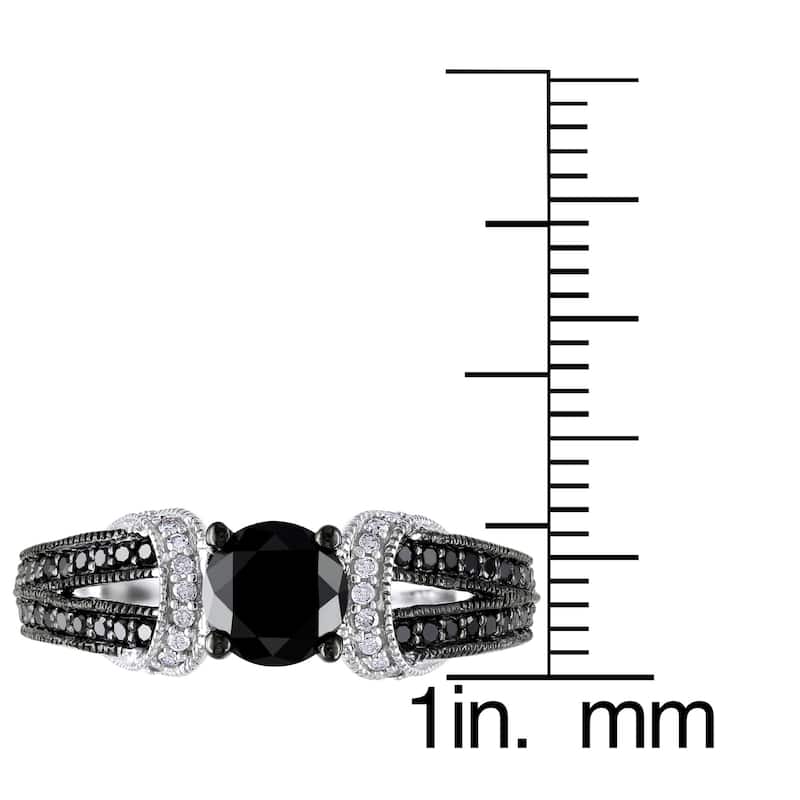 Miadora 1 CT Black and White Diamond TW Fashion Ring 10k White Gold GH I2;I3 Black Rhodium Plated