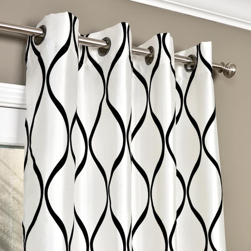 Lambrequin Casa Flocked Faux Silk Window Panel