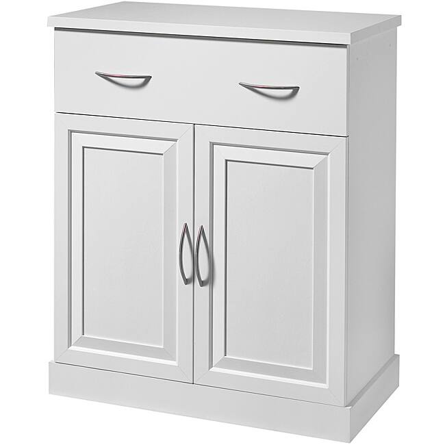 Akadahome Antique White with Maple Interior Multipurpose Base Cabinet