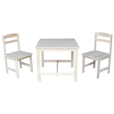Unfinished Parawood Children's 3-piece Table and Chair Set
