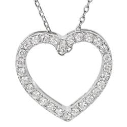 Journee Collection Silvertone Cubic Zirconia Heart Necklace Journee Collection Cubic Zirconia Necklaces