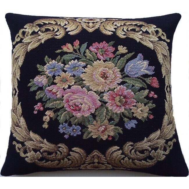 Corona Decor Italian-woven Floral Decorative Pillow
