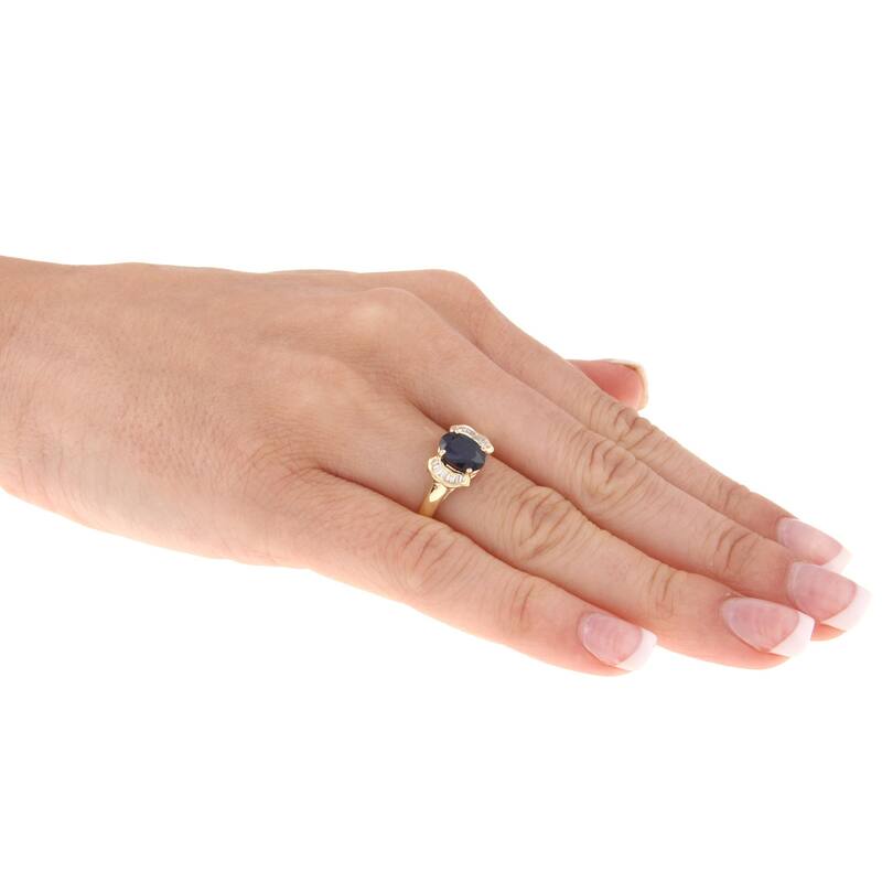 Kabella 14k Yellow Gold Sapphire and 1/5ct TDW Diamond Ring (I-J, SI2)