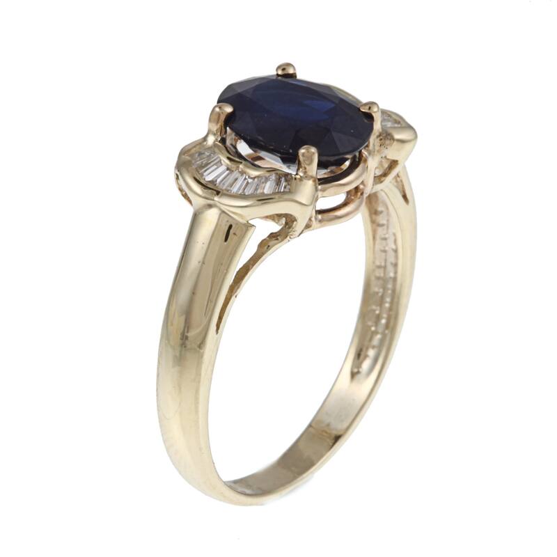 Kabella 14k Yellow Gold Sapphire and 1/5ct TDW Diamond Ring (I-J, SI2)