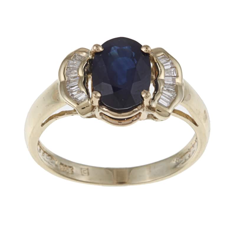 Kabella 14k Yellow Gold Sapphire and 1/5ct TDW Diamond Ring (I-J, SI2)