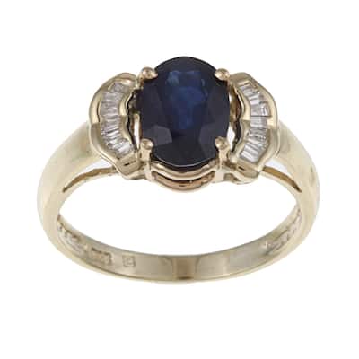 Kabella 14k Yellow Gold Sapphire and 1/5ct TDW Diamond Ring (I-J, SI2)