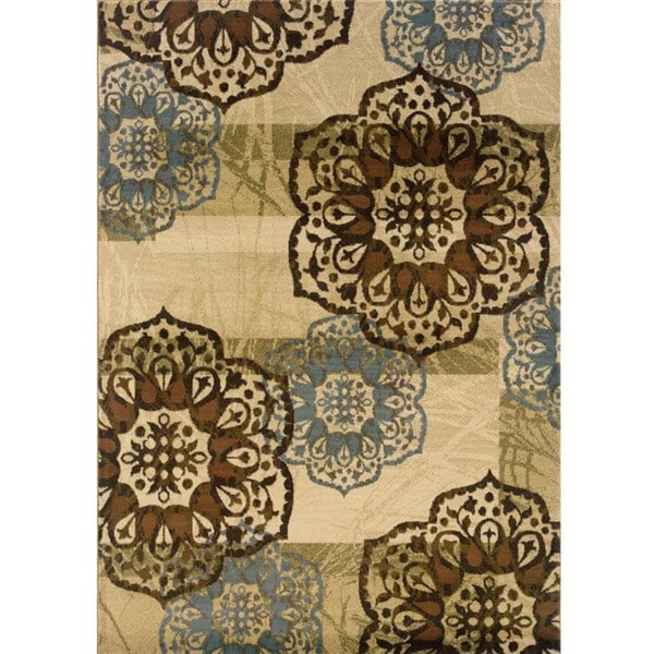 Beige/Blue Area Rug (5'3 x 7'6) Style Haven 5x8   6x9 Rugs