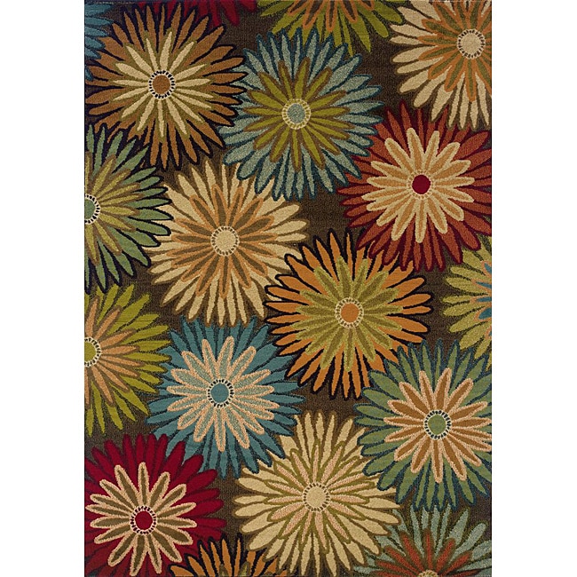 Brown/ Blue Transitional Area Rug (5 X 76)