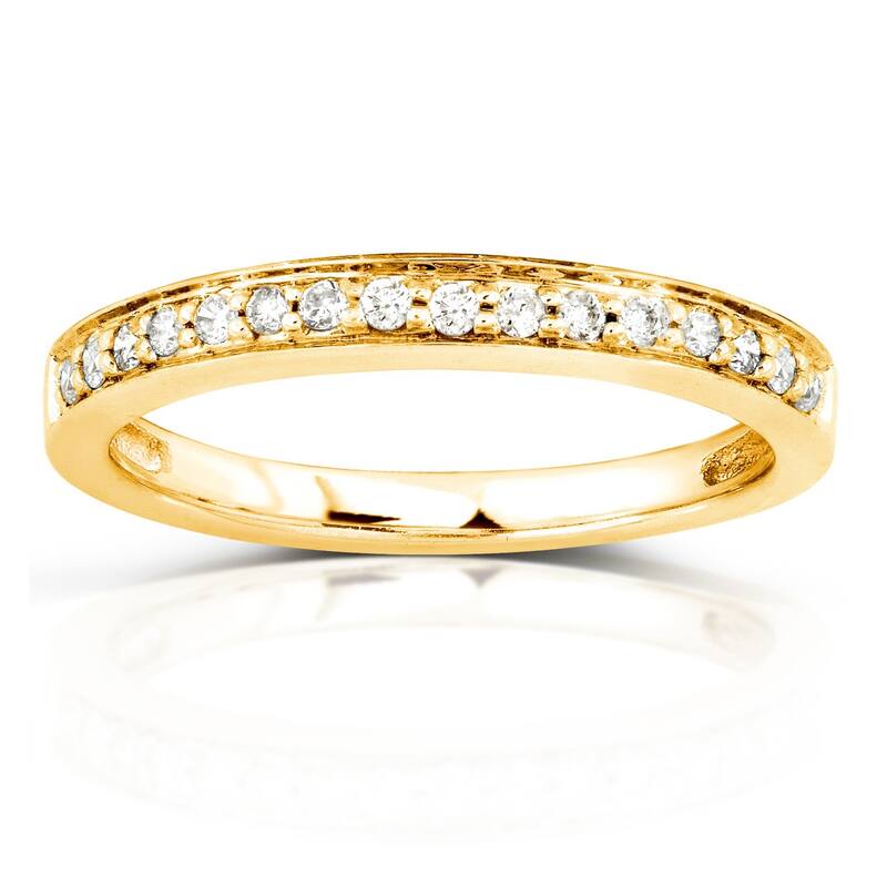 Annello by Kobelli 14k Yellow Gold 1/6ct TDW Diamond Wedding Band - 4