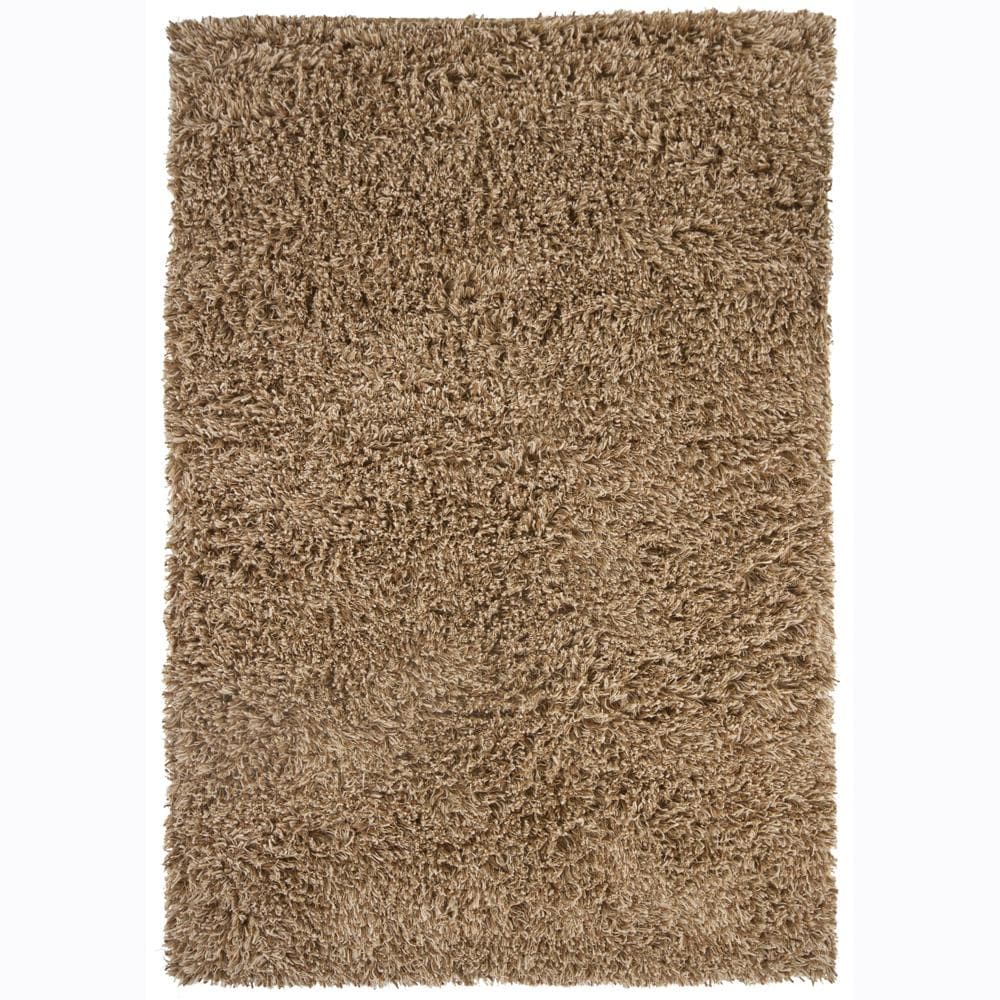 Handwoven 1.5 inch Beige Mandara New Zealand Wool Shag Rug (79 X 106)