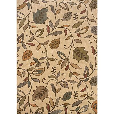 Style Haven Messina Ivory/Brown Transitional Area Rug - 3'10" x 5'5"