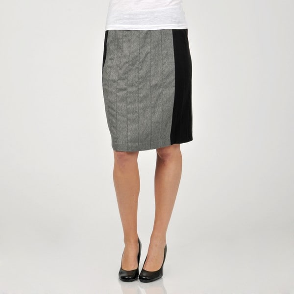 Sharagano Women's Black/Grey Side Panel Skirt Sharagano Mid length Skirts