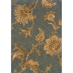 Berkley Blue/ Beige Transitional Area Rug (6'7 x 9'6) Style Haven 5x8   6x9 Rugs